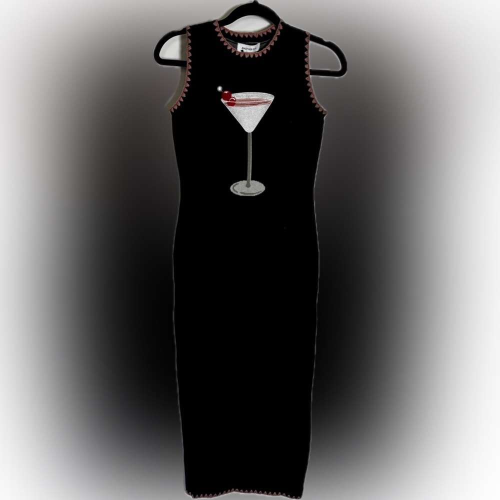 Another Girl Black Sleeveless Mock Neck Cocktail Midi Dress